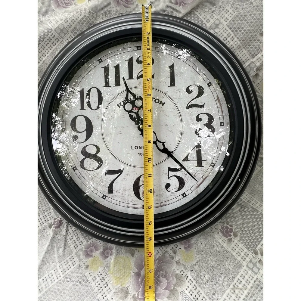 Kensington Station Round Analog Hanging Wall Clock Arabic Numerals Black/White